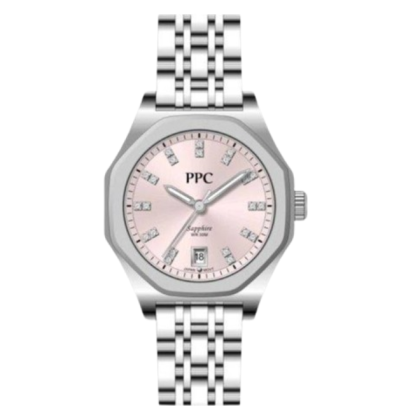 Paris Polo Club PPC-EF26-SL-PK Crystal Hour Markers Stainless Steel Women Watch